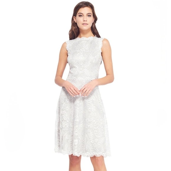 Tadashi Shoji Silver Pandora Embroidered Dress 12 - Picture 1 of 6